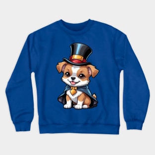 Cute Puppy Wearing Top Hat and Bowtie Crewneck Sweatshirt